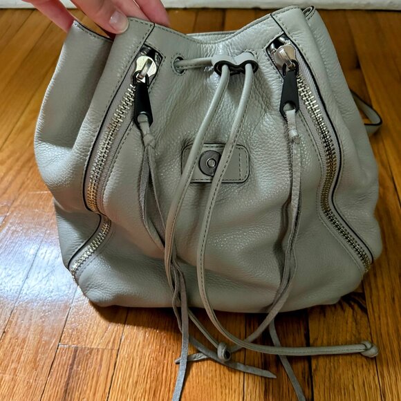 Rebecca Minkoff Bryn Pebbled Leather Backpack Grey Periwinkle Silver Hardware - Picture 6 of 8